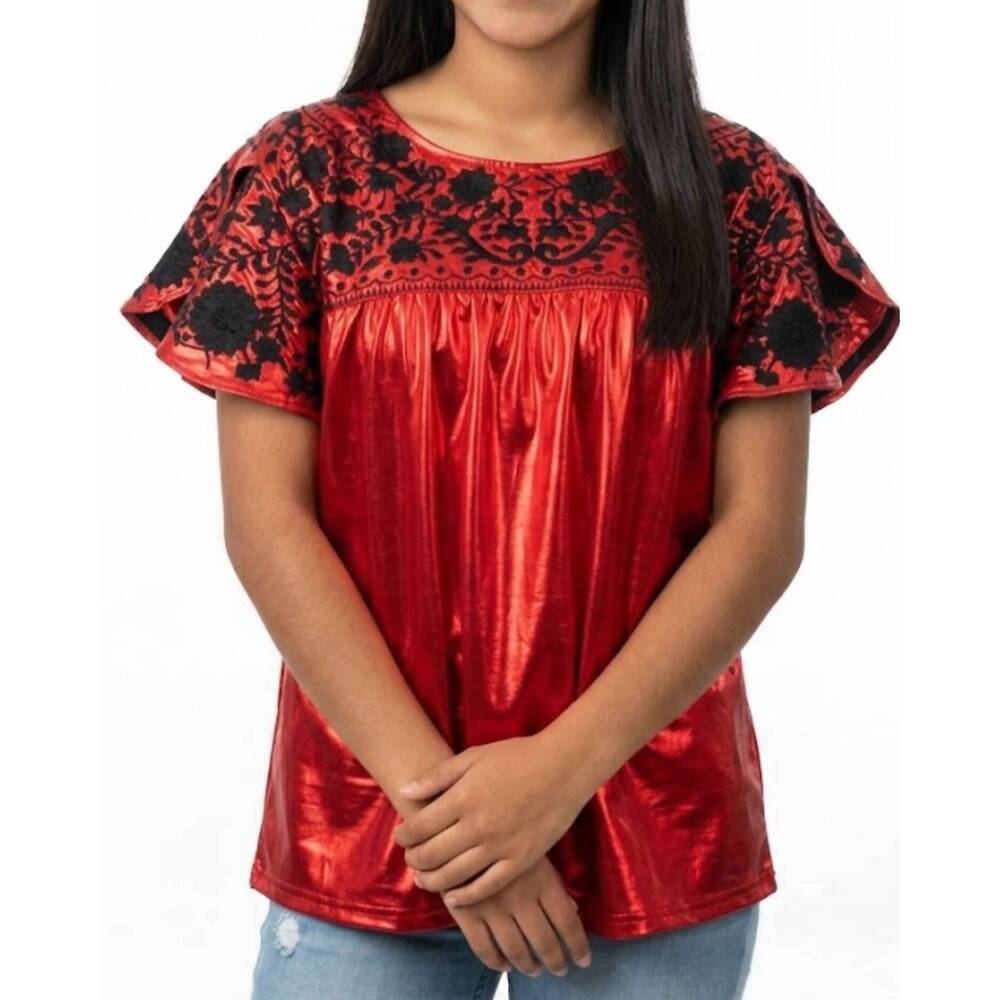 NEW LAYERZ CLOTHING shimmer kliff top in red multi